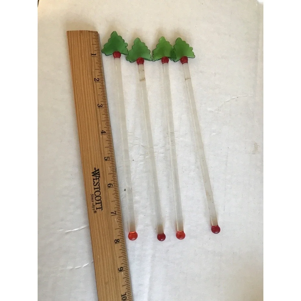 Glass Christmas tree's  Stir Sticks‎ Swizzle Stirrer set of 4
